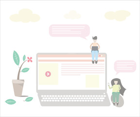 man and woman sitting on laptop.