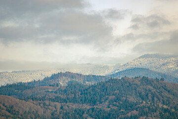 dark clouds over the mountains
