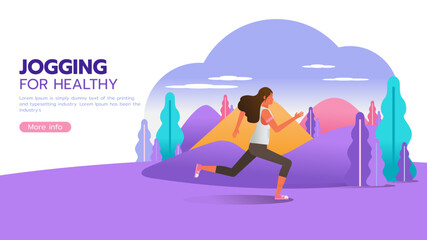 Obraz na płótnie Canvas Woman running in the garden character vector design. Sports activity and healthy lifestyle. For landing page, web, poster, banner, flyer and greeting card.