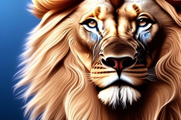 lion isolated on color background - generative ai
