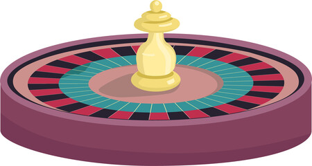 Roulette wheel semi flat color raster element. Full sized object on white. Wager on odd and even numbers. Gambling simple cartoon style illustration for web graphic design and animation - obrazy, fototapety, plakaty