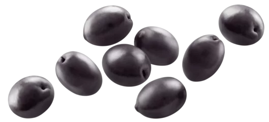 Gordijnen Flying delicious black olives cut out © Yeti Studio