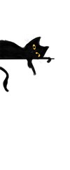 painting of a black cat lying down