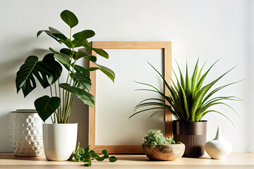 Different types of Home plants Mockup frame