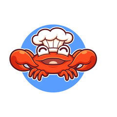 crab simple logo with chef hat for symbol or icon