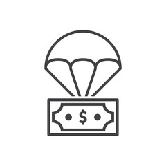 Money with parachute icon
