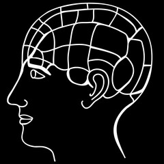 Illustration of a human head with brain