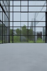 low angle view of modern office block buildings - generative ai