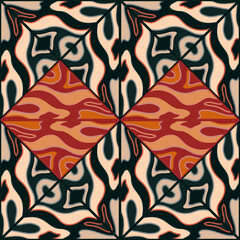 Hand drawn boho mosaic ornament. Kaleidoscope seamless pattern.
