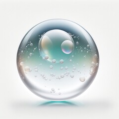 Clear bubble isolated on white background. Generative AI.