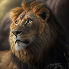 Male lion portrait, Generate ai