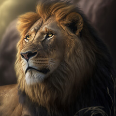 Fototapeta premium Male lion portrait, Generate ai