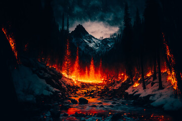 fire at night cinematic art