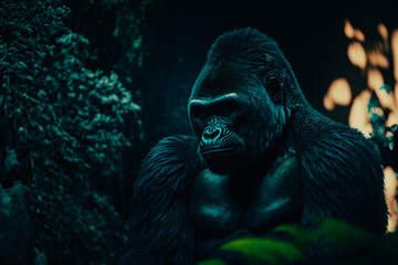 Fototapeta premium Gorilla, jungle cinematic atmosphere art