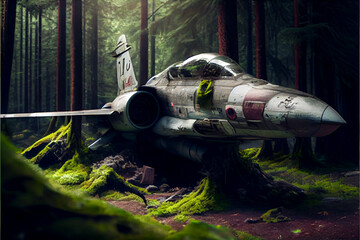 Mossy Dumped Old Plane In The Forest