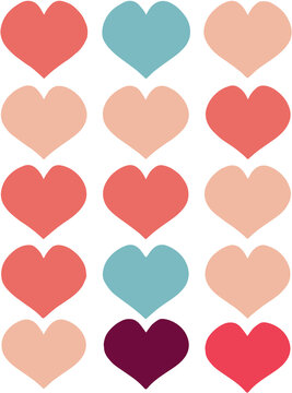 Lots of cute hearts in different colors soft shaped and on a transparent background an ideal image for valentines day 2023, generative ai