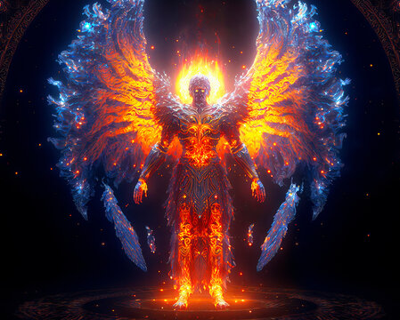 Powerful Angelic Metatron, The Highest Angel and Intermediary between God and Humanity made with Generative AI