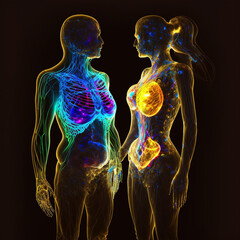 Valentine's Day day digital art. Couple in love, Internal glow, AI Generated
