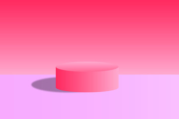 pink background with podium illustration.