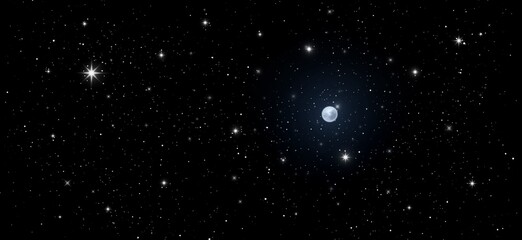 Obraz na płótnie Canvas moon with starry night sky abstract background illustration 