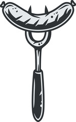 German bavarian october beer festival BBQ hot tasty sausage on a fork