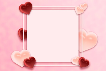 Valentine's day, Mother's Day, love concept social media template square 1 x1 with red and pink hearts