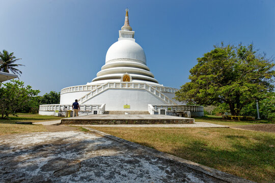 Landscape of Japanese Peace Pagoda in Rumassala, Unawatuna Sri Lanka
