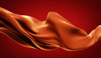 Abstract wave fabric movement dynamic orange color