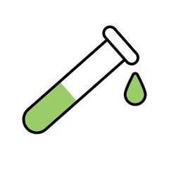 Liquid icon dripping from a test tube. Chemistry experiment icon. Vector.