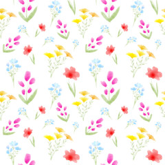 Cute watercolor flowers pattern