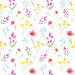 Cute watercolor flowers pattern