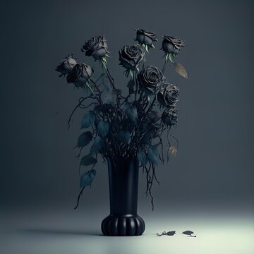 A bouquet of wilted black roses. Symbolizing lost love, breakups, sadness, evil. 