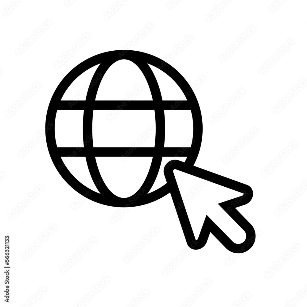 Aufkleber website and mouse cursor icons. click on the browser. vector.