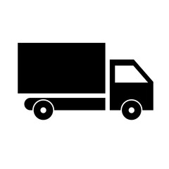 Small truck silhouette icon. Delivery of a package. Vector.
