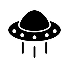 Flying UFO silhouette icon. Flying saucer. Vector.