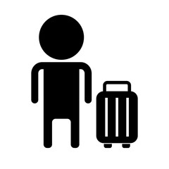 People and suitcase silhouette icon. Vector.