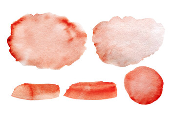 Watercolor Red abstract Stains isolated on transparent background. Spots with texture
