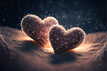 Winter Romance: Two Hearts in the Snow. Generative AI