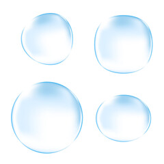 水滴をイメージした透明な球体のベクターイラストセット（グラデーションメッシュ使用）