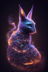 Cat in Space - Galaxy Space Illustration - Postproducted generative AI digital illustration