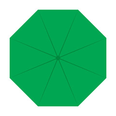 Green beach umbrella, furniture for outdoor rest. Vector illustration. Top view. Holiday, rest, design concept