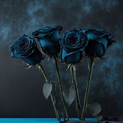 A bouquet of wilted dark blue, almost black roses. Symbolizing lost love, breakups, sadness, evil, funeral.