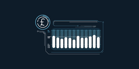 Abstract infographics of stable pound sterling exchange rate.