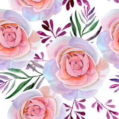 
Watercolor roses in a seamless pattern. Can be used as fabric, wallpaper, wrap.