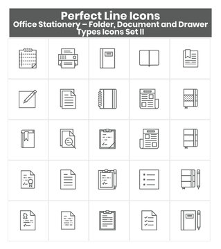 Office Stationery – Folder and Drawer Types Icons Set II