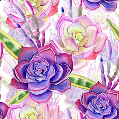 
Watercolor seamless pattern with succulents. Can be used for fabric, wallpaper and wrapping.