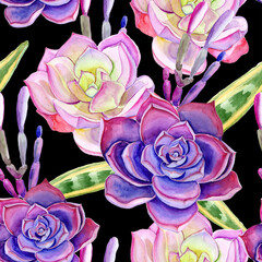 
Watercolor seamless pattern with succulents. Can be used for fabric, wallpaper and wrapping.