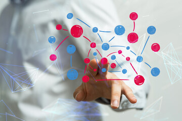 Abstract technology group and data 3d