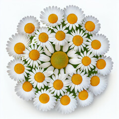 Flower cirkle on white, created with Generative AI technology.