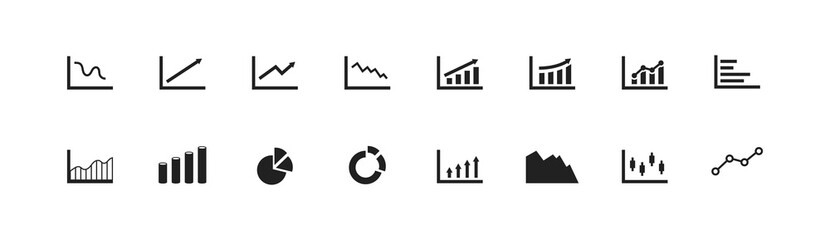Business graph chart icon set. Vector EPS 10